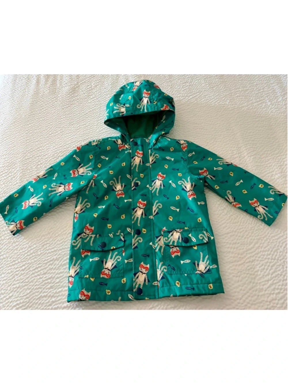 Flying Fish and Superhero Cat Rain Jacket-2T